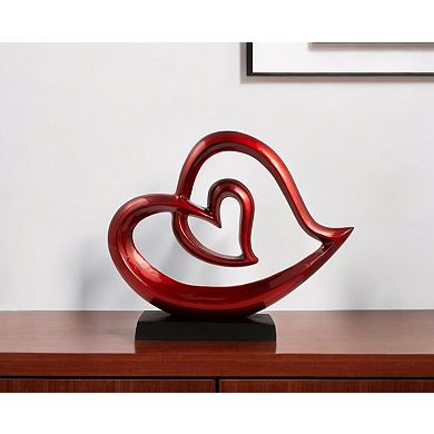 HomeRoots 12" Red and Black Aluminum Tabletop Sculpture