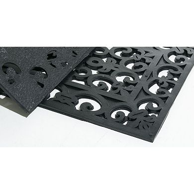 HomeRoots 9" X 30" Black Rubber Outdoor Door Mat