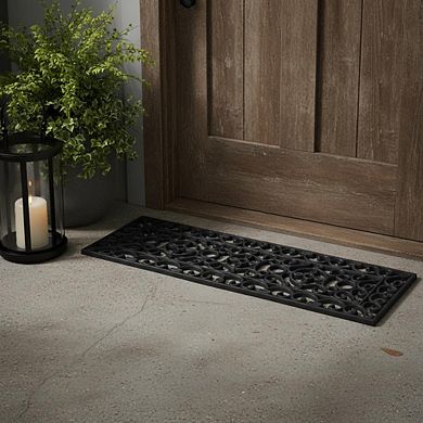 HomeRoots 9" X 30" Black Rubber Outdoor Door Mat
