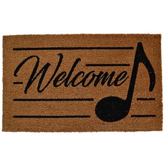 HomeRoots 18" X 30" Brown and Black Coir Welcome Outdoor Door Mat