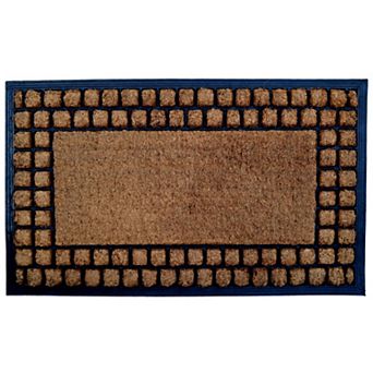 HomeRoots 18" X 30" Beige and Black Rubber and Coir Outdoor Door Mat