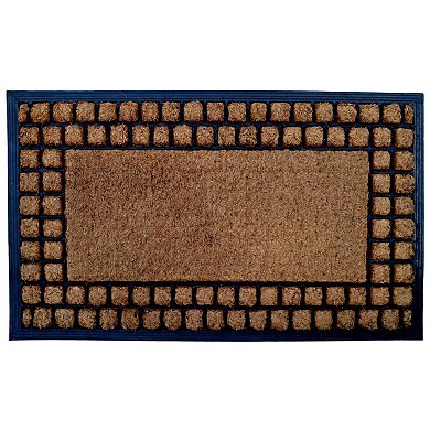 HomeRoots 18" X 30" Beige and Black Rubber and Coir Outdoor Door Mat