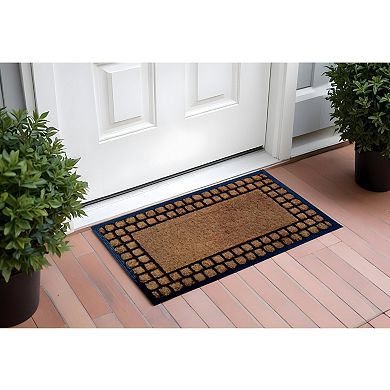 HomeRoots 18" X 30" Beige and Black Rubber and Coir Outdoor Door Mat