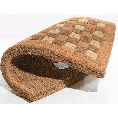 HomeRoots 18" X 30" Brown Coir Outdoor Door Mat