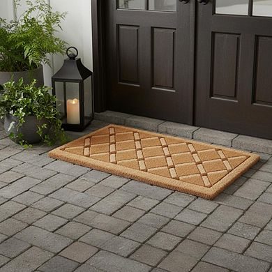 HomeRoots 18" X 47" Brown Coir Outdoor Door Mat