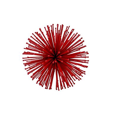 HomeRoots Set of Two Red Iron Decorative Spiky Sphere Tabletop Sculpture