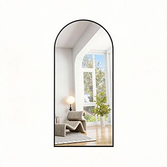 Arched Full Length Mirror Aluminum Frame Floor Leaning Wall Mounted 71"L x 30"W