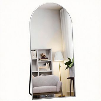 Arched Full Length Mirror Aluminum Frame Floor Leaning Wall Mounted 71"L x 30"W