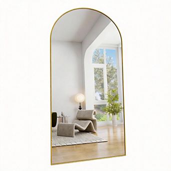 Arched Full Length Mirror Aluminum Frame Floor Leaning Wall Mounted 71"L x 30"W