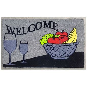 HomeRoots 18" X 30" Black and Red Coir Wine Welcome Outdoor Door Mat