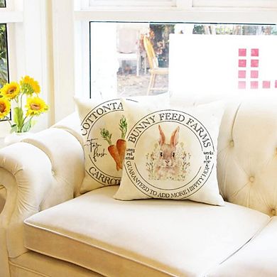 2pcs 18x18" Easter Carrot Bunny Pillow Cover Decorative Cushion Case