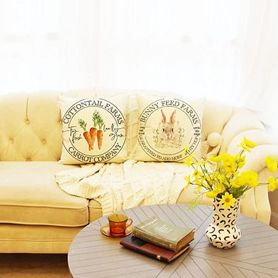 2pcs 18x18" Easter Carrot Bunny Pillow Cover Decorative Cushion Case