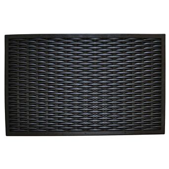 HomeRoots 18" X 30" Black Rubber Outdoor Door Mat