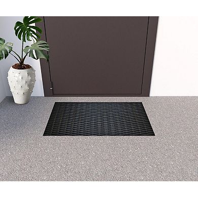 HomeRoots 18" X 30" Black Rubber Outdoor Door Mat
