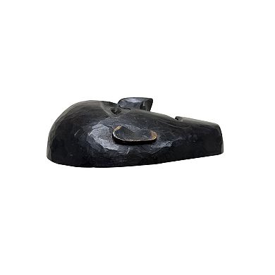 HomeRoots 11" Black Solid Wood Decorative Mask Tabletop Sculpture