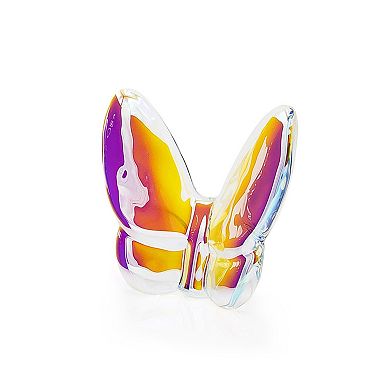 HomeRoots 3" Purple and Orange Crystal Butterfly Figurine Tabletop Sculpture