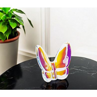 HomeRoots 3" Purple and Orange Crystal Butterfly Figurine Tabletop Sculpture