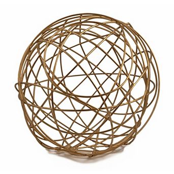 HomeRoots 12" Gold Aluminum Decorative Orb Tabletop Sculpture