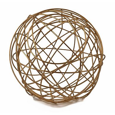HomeRoots 12" Gold Aluminum Decorative Orb Tabletop Sculpture