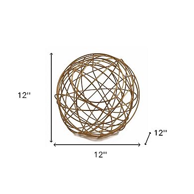 HomeRoots 12" Gold Aluminum Decorative Orb Tabletop Sculpture