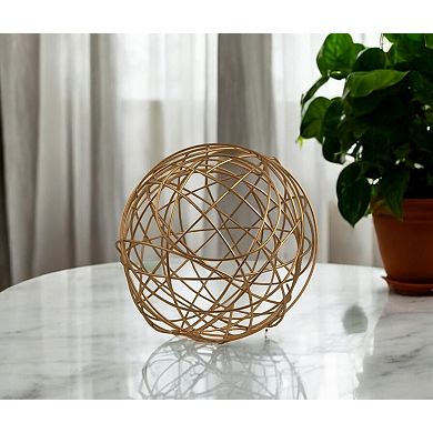 HomeRoots 12" Gold Aluminum Decorative Orb Tabletop Sculpture