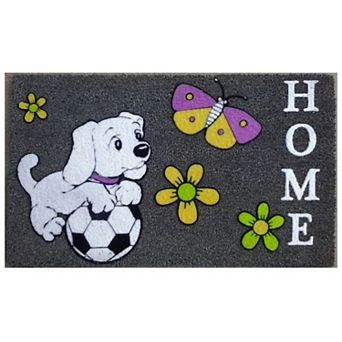 HomeRoots 18" X 30" White Coir Dog Home Outdoor Door Mat