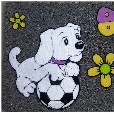 HomeRoots 18" X 30" White Coir Dog Home Outdoor Door Mat