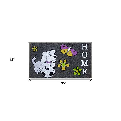 HomeRoots 18" X 30" White Coir Dog Home Outdoor Door Mat