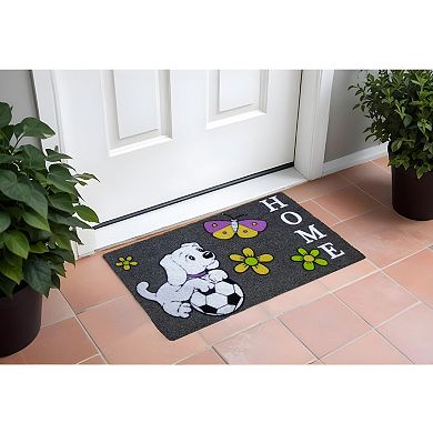 HomeRoots 18" X 30" White Coir Dog Home Outdoor Door Mat