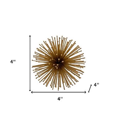 HomeRoots Set of Two Gold Iron Decorative Spiky Sphere Tabletop Sculptures