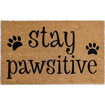 HomeRoots 18" X 30" Beige and Black Coir Outdoor Door Mat