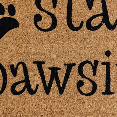 HomeRoots 18" X 30" Beige and Black Coir Outdoor Door Mat