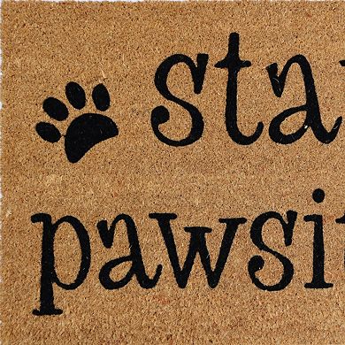 HomeRoots 18" X 30" Beige and Black Coir Outdoor Door Mat