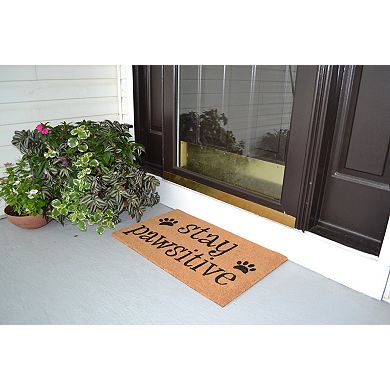 HomeRoots 18" X 30" Beige and Black Coir Outdoor Door Mat