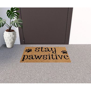 HomeRoots 18" X 30" Beige and Black Coir Outdoor Door Mat