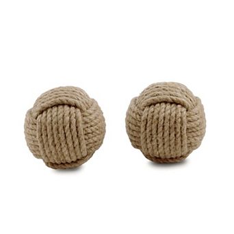 HomeRoots Set of Two Natural Jute Decorative Orb Tabletop Sculpture