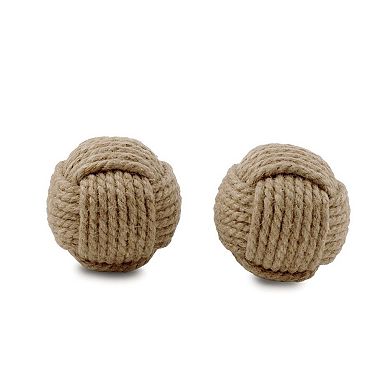 HomeRoots Set of Two Natural Jute Decorative Orb Tabletop Sculpture