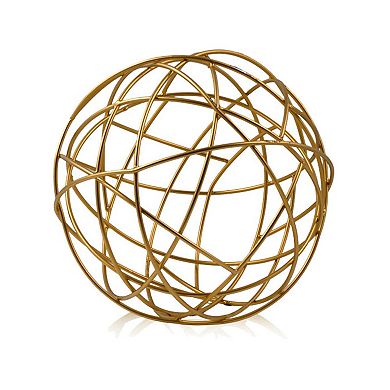 HomeRoots 7" Gold Aluminum Decorative Orb Tabletop Sculpture