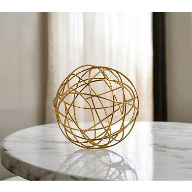 HomeRoots 7" Gold Aluminum Decorative Orb Tabletop Sculpture