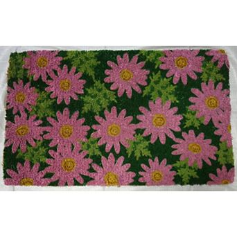 HomeRoots 18" X 30" Pink and Green Coir Floral Outdoor Spring Door Mat