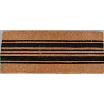 HomeRoots 24" X 60" Brown and Black Coir Striped Outdoor Door Mat