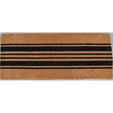 HomeRoots 24" X 60" Brown and Black Coir Striped Outdoor Door Mat