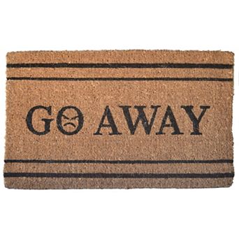 HomeRoots 18" X 30" Brown and Black Coir Go Away Outdoor Door Mat