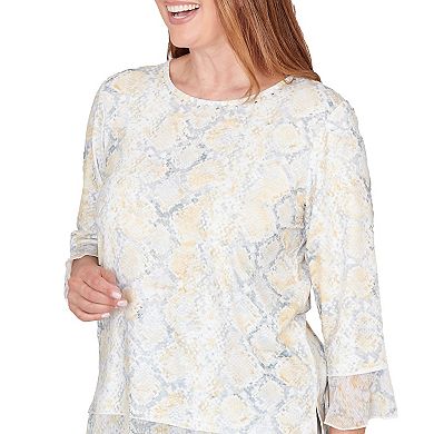 Women's Alfred Dunner Python Printed Knit Flutter Sleeve Top
