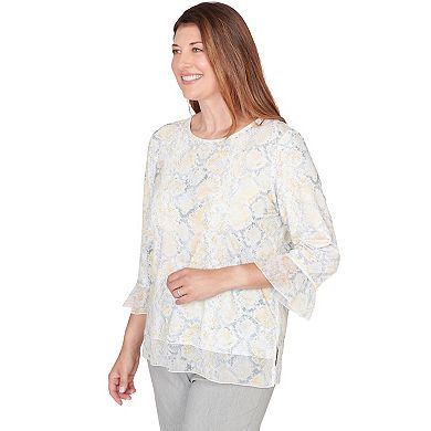 Women's Alfred Dunner Python Printed Knit Flutter Sleeve Top