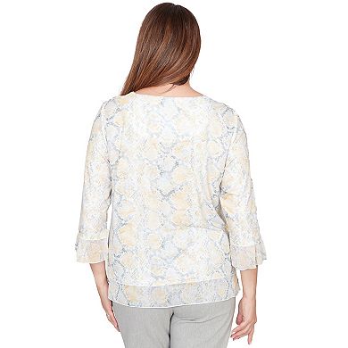 Women's Alfred Dunner Python Printed Knit Flutter Sleeve Top