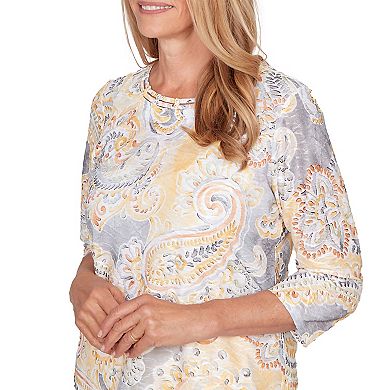 Women's Alfred Dunner Paisley Printed Patch Knit Top