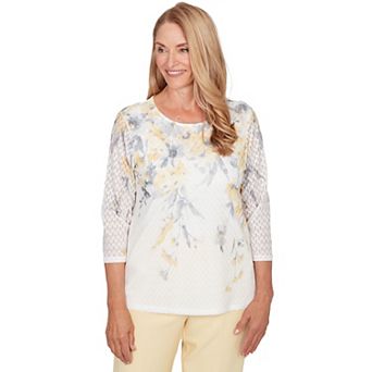 Women's Alfred Dunner Textured Floral Crew Neck Top