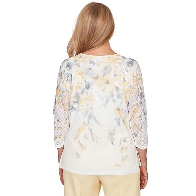 Women's Alfred Dunner Textured Floral Crew Neck Top