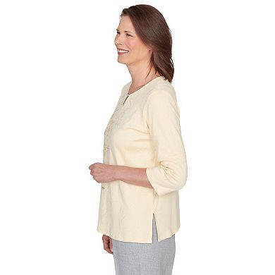 Women's Alfred Dunner Asymmetrical Floral Embroidered Textured Top
